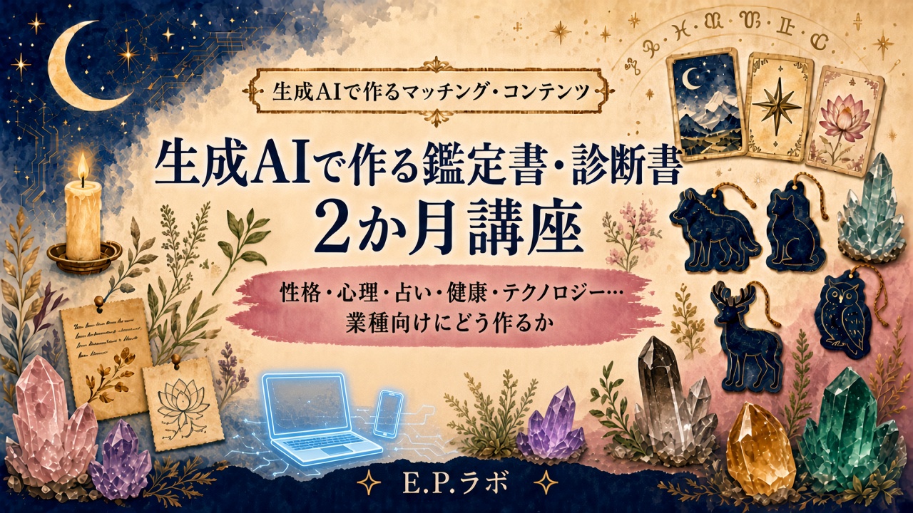 あなたの専門知識を、「受けてみたい」と言われる診断に 2か月講座